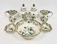 Collection of Mason's Ironstone Green Chartreuse pattern wares, comprising: a bowl, a paur of