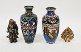 Two Japanese cloisonne oviform vases, early 20th century, decorated with dragons, butterflies and