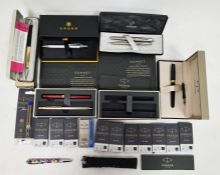 V Collection of pens including a 1970's cased Parker 61 fountain pen, two Parker Sonnet fountain