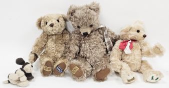 Three Merrythought mohair teddy bears, including Bruno the official RSPCA collector's growling