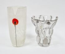 Clear glass vase of globular, amorphous form, probably by Vannes le Chatel, 19cm high, together with
