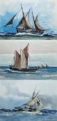 Tony Warren (1930-1994) Watercolour and ink Three maritime scenes with fishing boats, signed lower