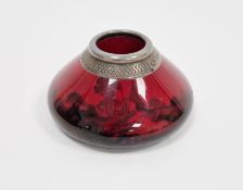 Royal Doulton silver-mounted flambe tapering conical match holder, printed black factory marks,