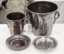 St Medard French silver plated wine bottle cooler with foliate rim, gadrooned and wing loop handles,