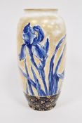 Royal Doulton Flow Blue and gilt oviform vase, printed green factory marks, decorated with blue