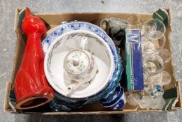 Collection of ceramics and glassware, including a Portmeirion Botanic Garden bowl, Crown
