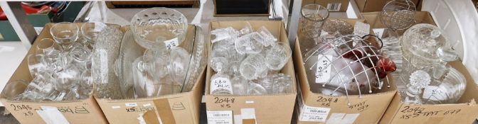 Mixed lot of glassware, including cut glass, pressed glass and plain glass, items include drinking