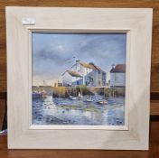 Contemporary oil on board of Polperro harbour by Brenda Murphy, framed, together with a