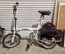 Di Blasi white folding bicycle with canvas storage bag