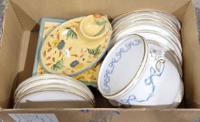 Collection of ceramics including Royal Worcester Contessa, kidney-shaped side plates, a jardinere