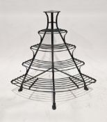 Wrought iron garden corner five-tier plant stand with a green finish, 102cm high x 112cm wide