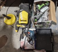 Karcher K2.900 pressure washer, together with an Evolution 210mm TCT multi-purpose compound mitre