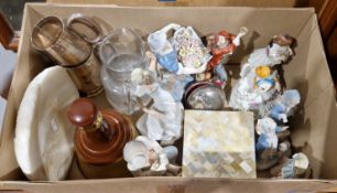 Collection of ceramics and other items, including eight continental style figures, an empty Wade