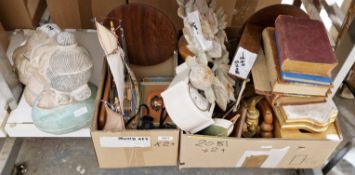 Mixed lot of collectable items, including a carved painted model of a sleeping child, a model