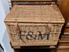 Fortnum & Masons wicker hamper basket with leather fixings, 57cm wide