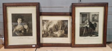 Three late 19th/early 20th century sepia prints after old masters, hand annotated to margins,