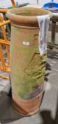 Tall weathered terracotta chimney pot/planter, 93cm high