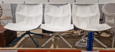 V Three mid-century Husk easy chairs by B & B Italia designed by Patricia Urquiola, two on white