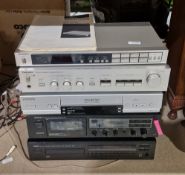V Collection of stacking hi-fi equipment, including a Technics stereo tuner model ST-Z55L, a