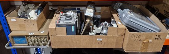 Collection of scientific laboratory instruments, including a Gould oscilloscope model OS300, a