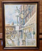 V Mid-century oil on canvas of a Parisian street scene, signed Calado, 41cm x 39cm, an oil on
