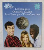 Sought-after Blue Peter carded Olympic Athletics 50p from 2009. This coin is offered sealed in a