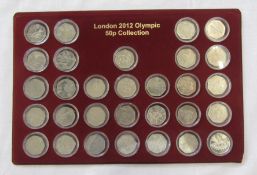 2012 UK Olympics 50p coins – full set (29 coins), together with the Royal Mint medallion, housed