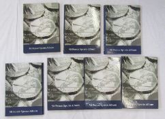 7 x Complete 2012 UK Olympics 50p coins – Full Set (29 coins) and Royal Mint medallion, housed in