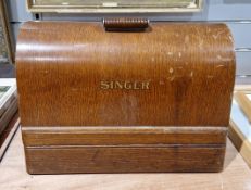 Oak-cased Singer sewing machine