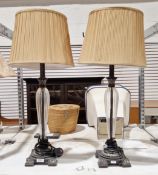 Pair of Dar Lighting glass and metal-effect table lamps with shades, 75cm high