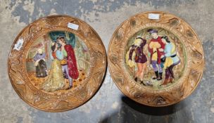 Two Beswick Shakespeare embossed chargers being Romeo and Juliet plus As You Like It, 31cm