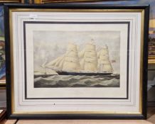 After W B Spencer, colour print of the James Nicol Fleming Clipper ship, 39cm x 52cm together with
