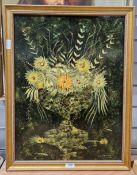 Oil on panel of flowers in an urn, signed G A MacAulay 1981, 59cm x 44cm together with another oil