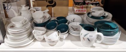 Royal Doulton Tumbling Leaves part tea service including teapot, cups, saucers, plates, cake plates,