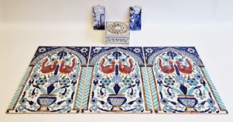TIMED : Three modern Spanish pottery tile pictures, moulded Made in Spain marks, each in the
