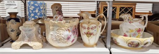 Collection of 19th century and later ceramics and glass including a Royal Doulton stoneware vase (