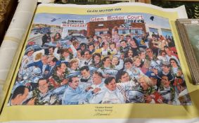 Robert Warrick a rolled colour print titled 'October Heroes', featuring the Glen Motor Inn and