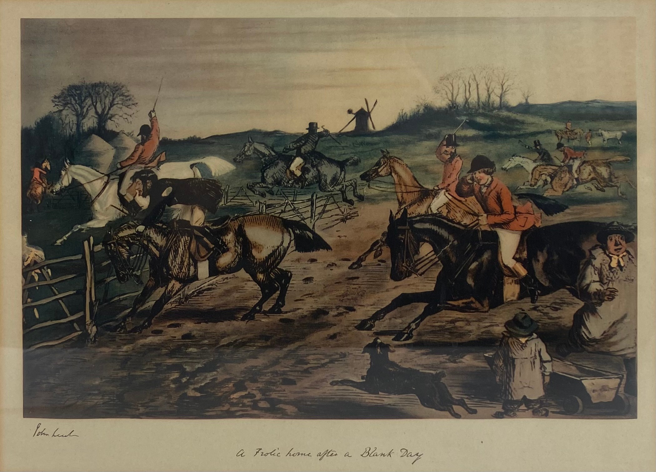 A set of four prints depicting hunt scenes after the original illustrations by John Leech. All - Image 4 of 5