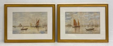A pair of early 20th century watercolour views of Venice by F. Tyer. Both signed and dated 1913