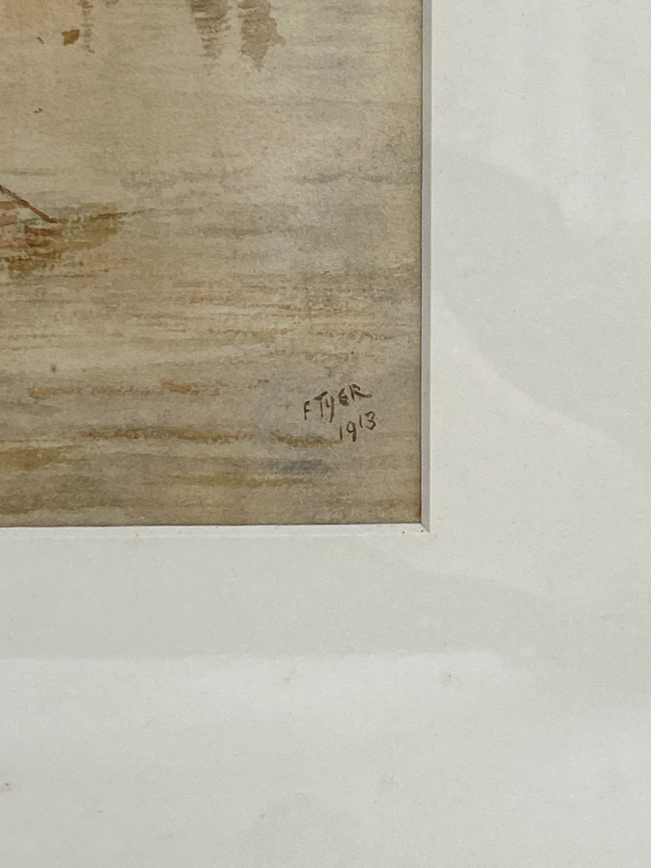A pair of early 20th century watercolour views of Venice by F. Tyer. Both signed and dated 1913 - Image 5 of 6
