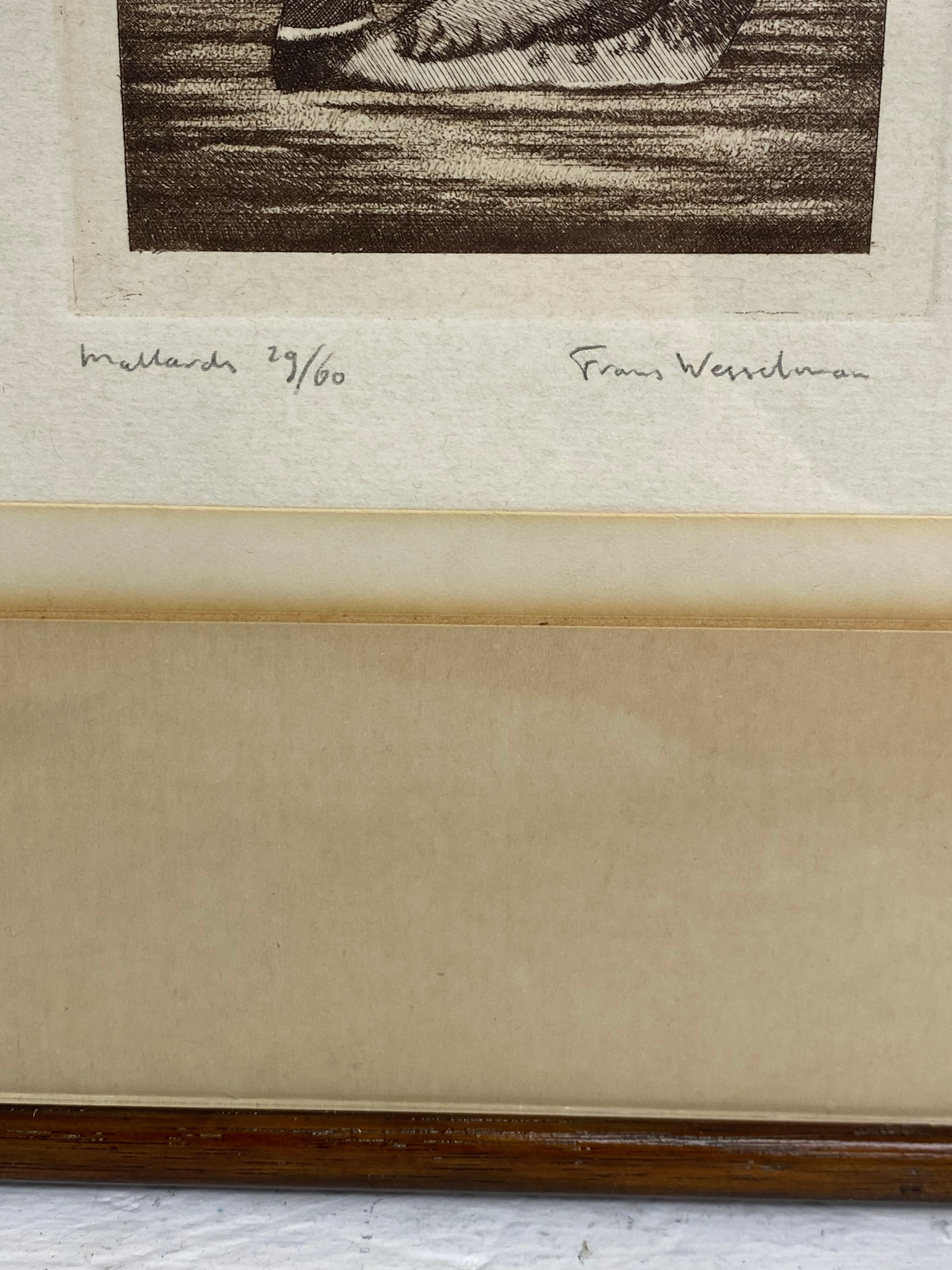 A pair of etchings depicting geese and ducks by Frans Wesselman (b.1953) together with a portrait of - Image 5 of 8