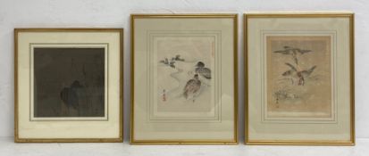 A pair of late 19th/early 20th century Japanese Meiji period Shijo-school woodcut prints depicting