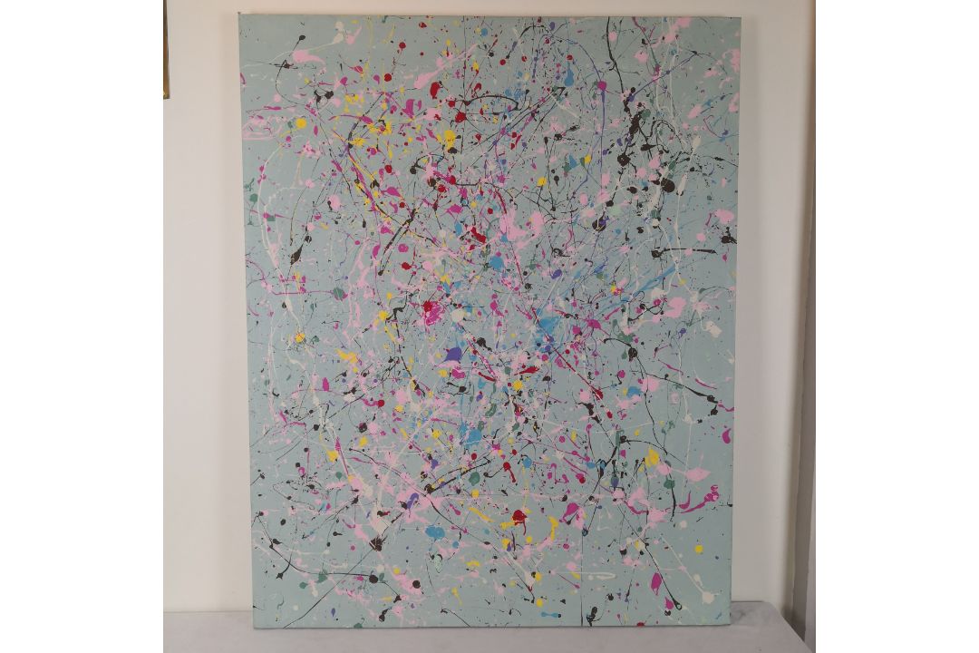 A contemporary Abstract Expressionist style oil action painting on canvas in the manner of Jackson - Image 2 of 4