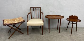 An unusual Georgian mahogany occasional table fitted with candle or cutlery box, A Georgian mahogany