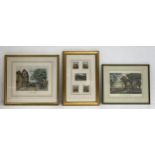 Seven 19th century and later hand coloured engravings to include a set of five depicting Regent's