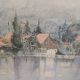 T Gordon Moffat, ink and wash, Lake Annecy, signed and inscribed to the reverse. 53x45cm. - Image 3 of 6