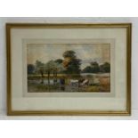 George Lennard Lewis (1826-1913), a late 19th century watercolour depicting cattle in a rural