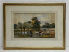 George Lennard Lewis (1826-1913), a late 19th century watercolour depicting cattle in a rural
