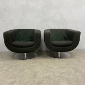 A pair of vintage early noughties Tulip swivel armchairs by Jeffrey Bernett for B&B Italia. Seat