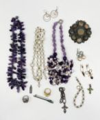 A mixed collection of costume and other jewellery to include a sterling silver stick pin, a .925 and